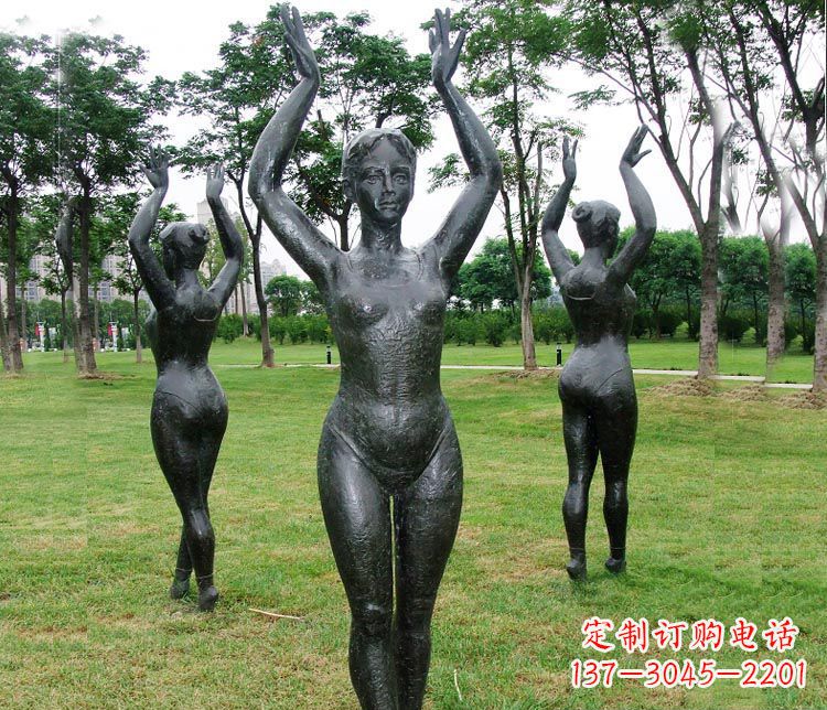 南阳跳芭蕾舞的女孩铜雕