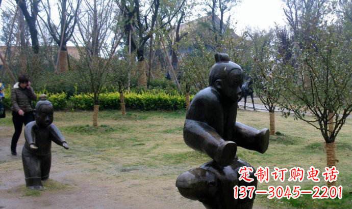 南阳跳山羊公园人物铜雕