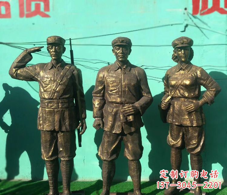 南阳铜雕八路军战士雕塑