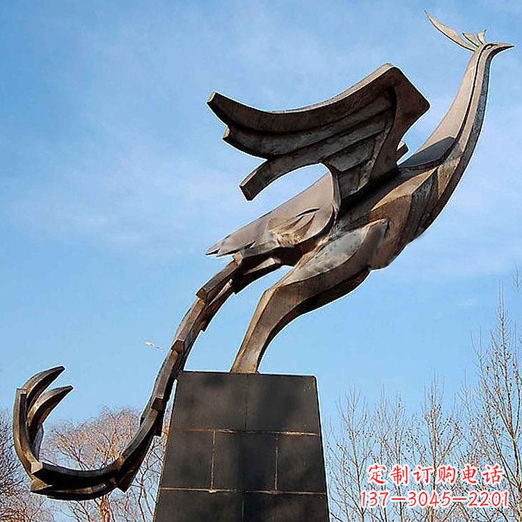 南阳铜雕百鸟之王凤凰景观雕塑