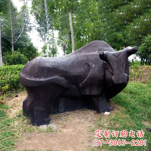 南阳铜雕抽象牛-公园草坪水牛雕塑