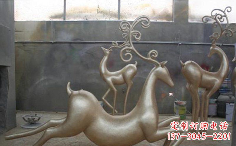 南阳铜雕抽象树枝梅花鹿雕塑