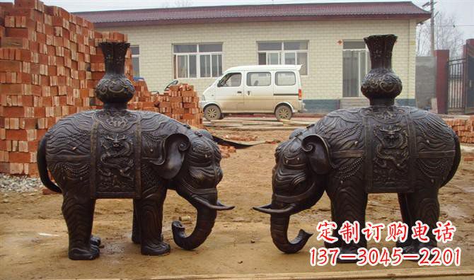 南阳铜雕大象公园动物雕塑