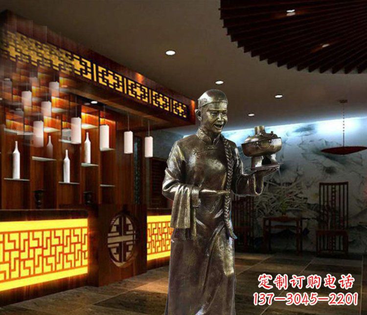 南阳铜雕店小二小品人物雕塑