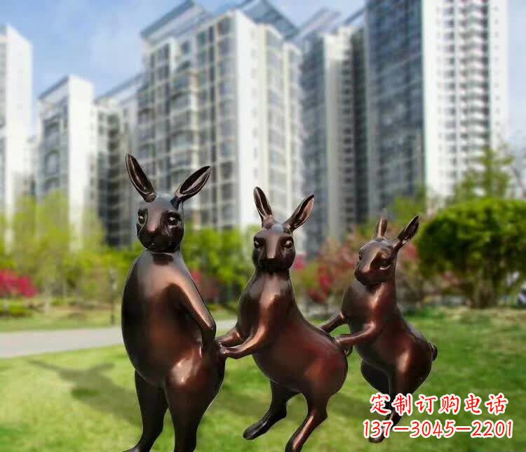 南阳铜雕广场动物兔子