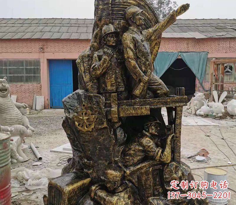 南阳铜雕广场解放战士雕塑