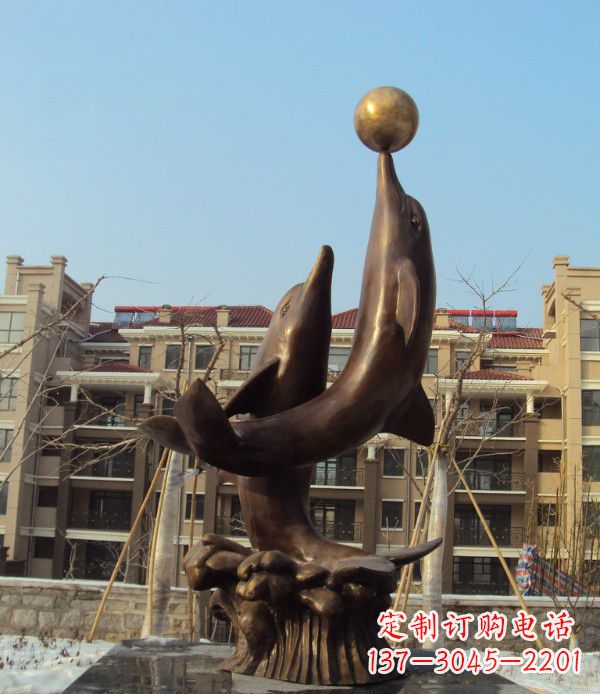 南阳铜雕海豚雕塑 (2)