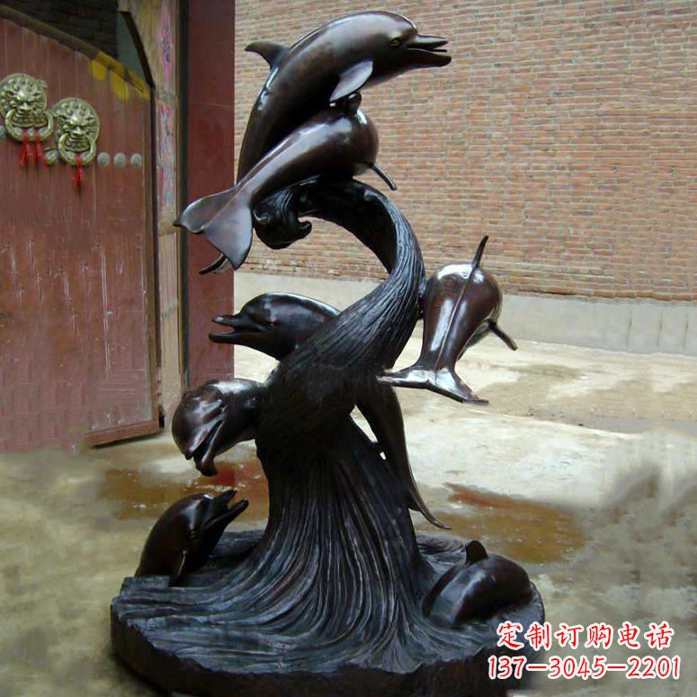 南阳铜雕海豚景观雕塑
