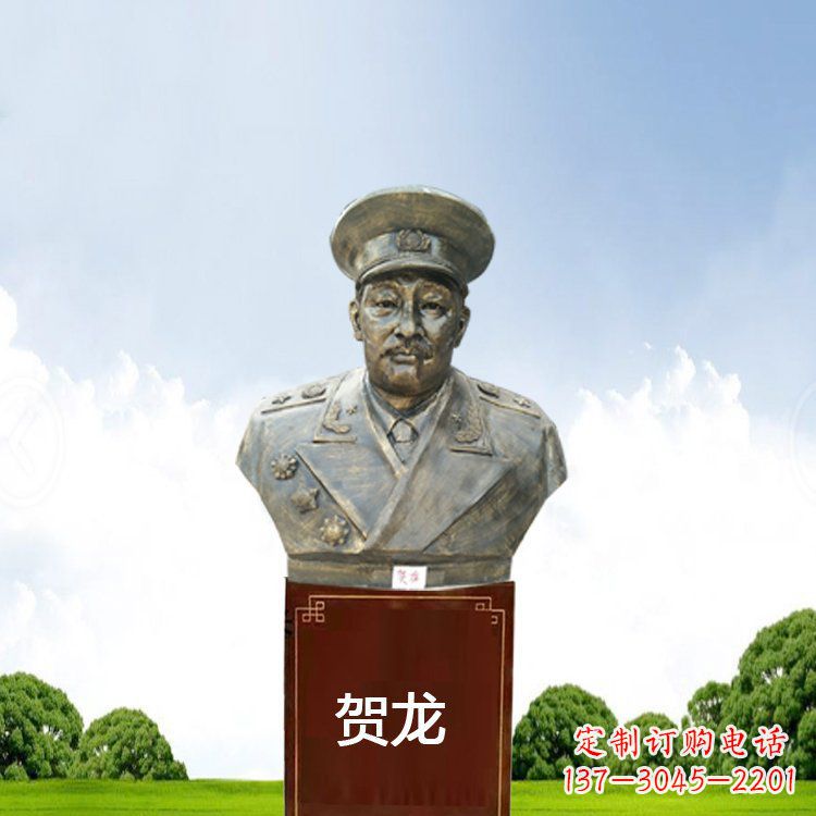 南阳铜雕贺龙头像