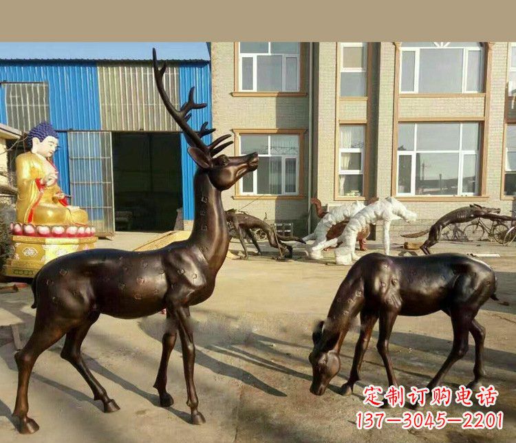 南阳铜雕户外公园动物雕塑鹿摆件 (2)