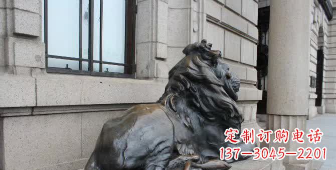 南阳铜雕汇丰卧姿狮子