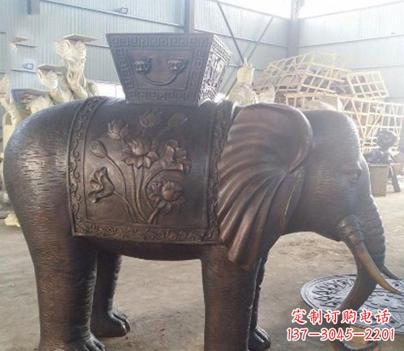南阳铜雕吉祥大象园林动物摆件