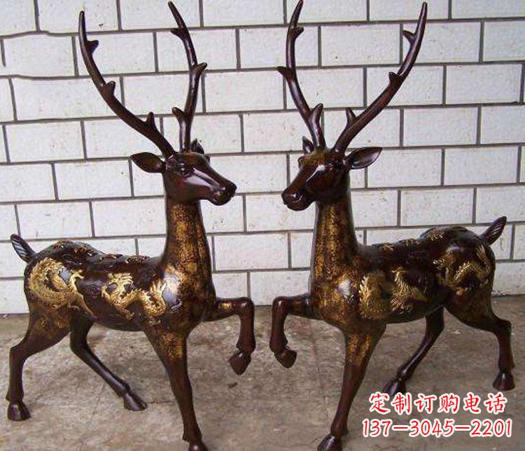 南阳铜雕吉祥复古梅花鹿雕塑摆件