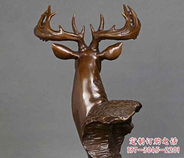 南阳铜雕吉祥招财鹿头雕塑摆件