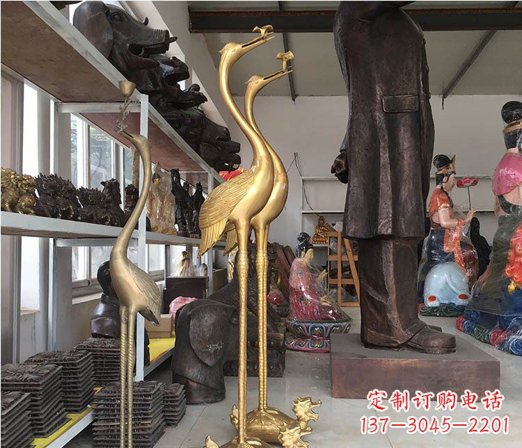 南阳铜雕金属仙鹤动物雕塑