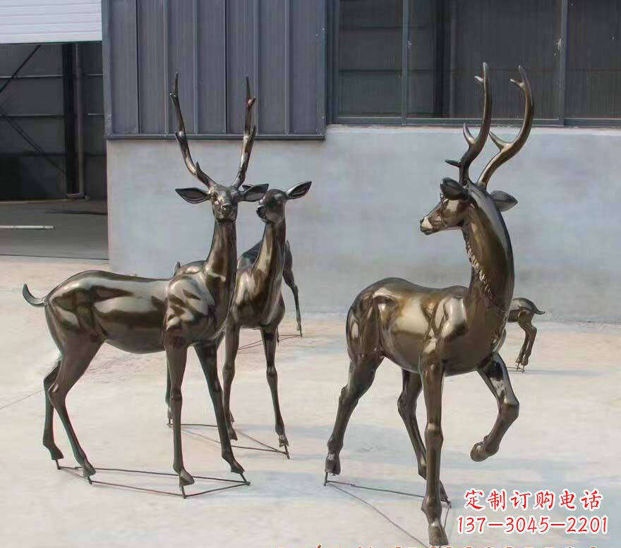 南阳铜雕鹿群雕塑