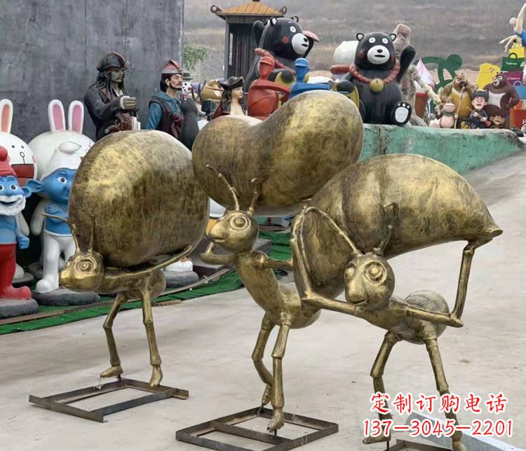 南阳铜雕蚂蚁搬家雕塑
