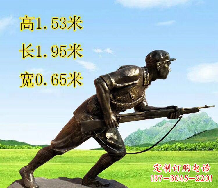 南阳铜雕拿枪战士雕塑
