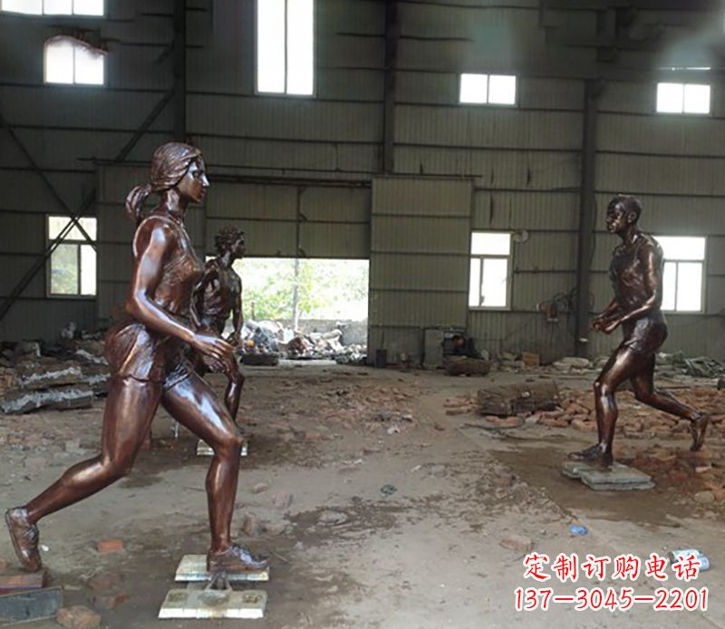 南阳铜雕跑步女生