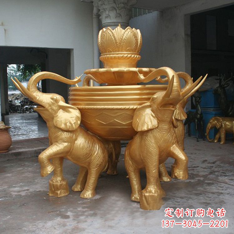 南阳铜雕喷水大象雕塑