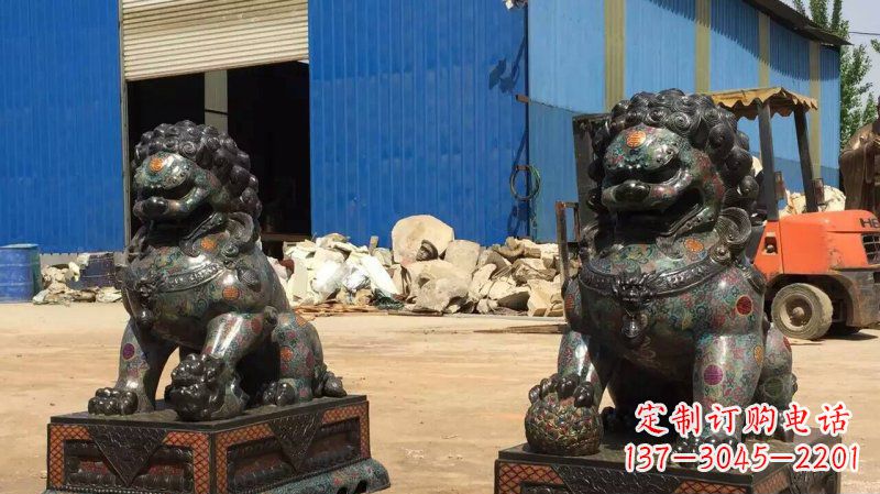 南阳铜雕企业招财狮子雕塑摆件