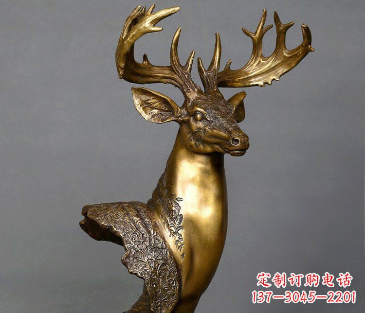南阳铜雕如意铜鹿头摆件