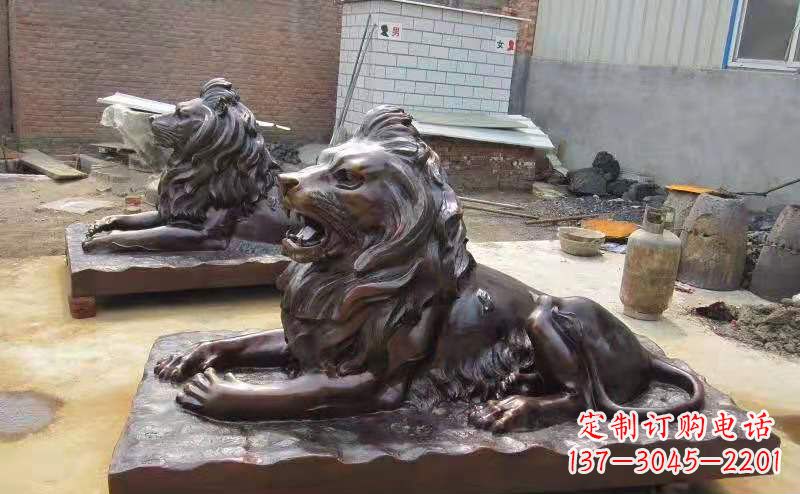 南阳铜雕狮子户外摆件镇宅动物雕塑