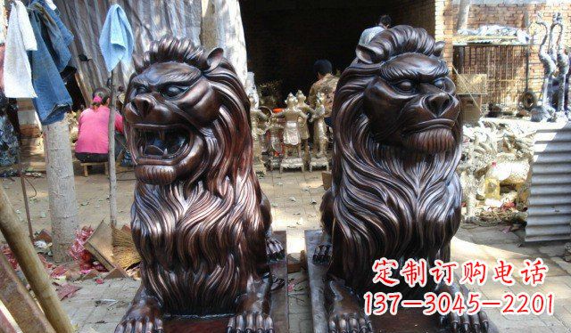 南阳铜雕狮子公司门口雕塑 (2)