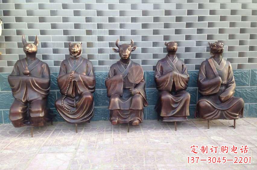南阳铜雕兽首人身十二生肖雕塑