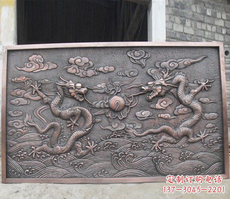 南阳铜雕双龙壁画景观摆件