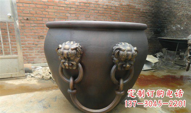 南阳铜雕水缸寺庙景观雕塑_2