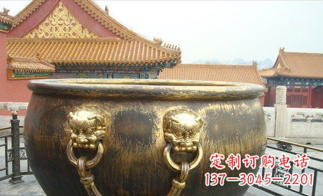 南阳铜雕水缸寺庙景观雕塑 (2)