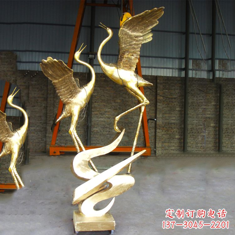 南阳铜雕仙鹤景观雕塑