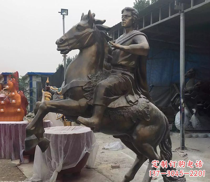 南阳铜雕现代骑马人物公园景观
