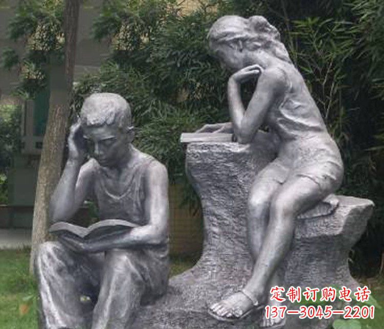 南阳铜雕校园读书学生摆件