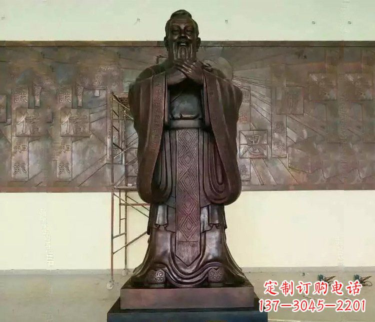 南阳铜雕校园孔子文化雕塑摆件 (2)