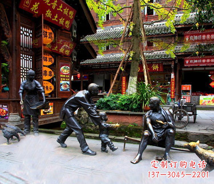 南阳铜雕学走路儿童街道人物雕塑