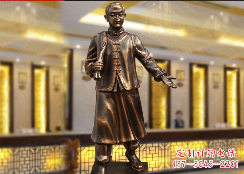 南阳铜雕迎宾人物店小二