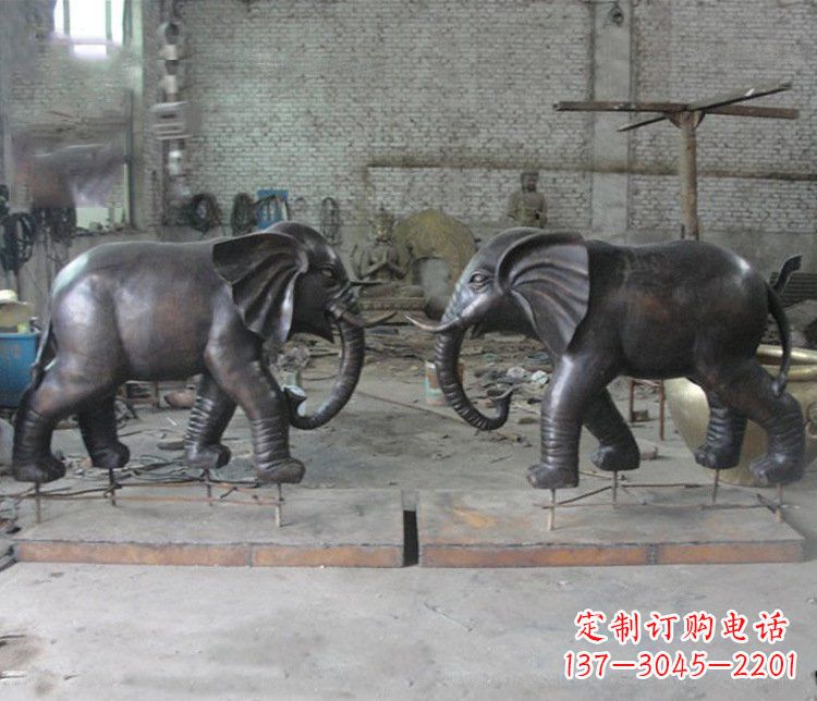 南阳铜雕园林动物大象雕塑 (2)