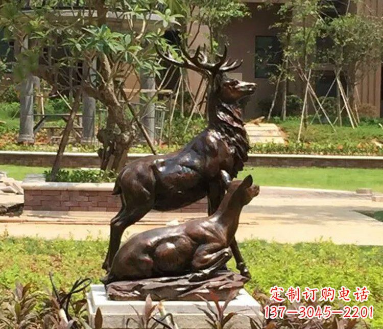 南阳铜雕园林梅花鹿雕塑摆件
