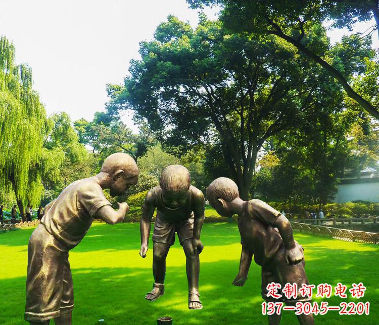 南阳铜雕园林玩陀螺儿童雕塑