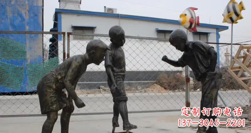 南阳玩陀螺人物铜雕