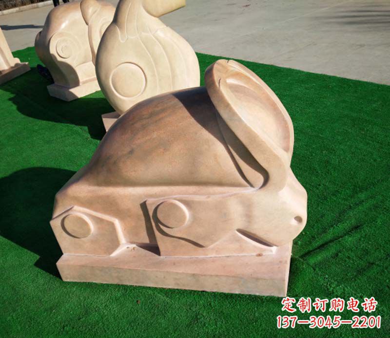 南阳晚霞红抽象十二生肖石雕