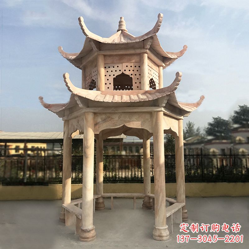南阳晚霞红大理石凉亭雕塑