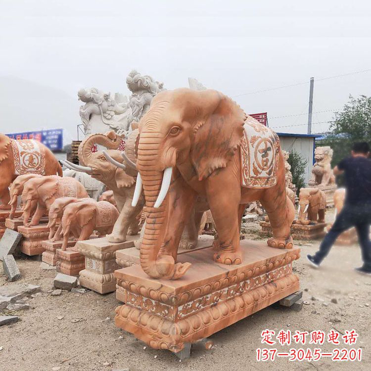 南阳晚霞红大象石雕