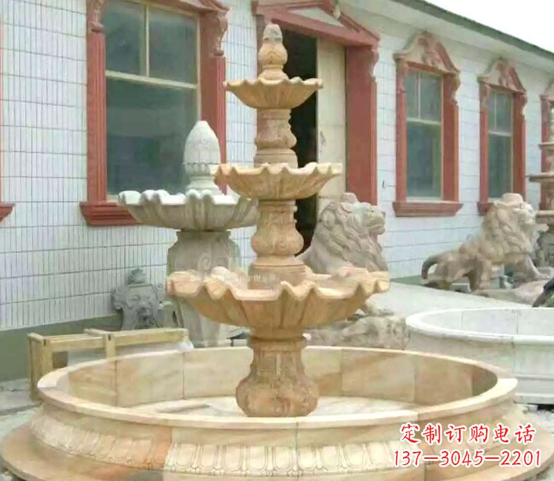 南阳晚霞红大型喷泉石雕 (3)