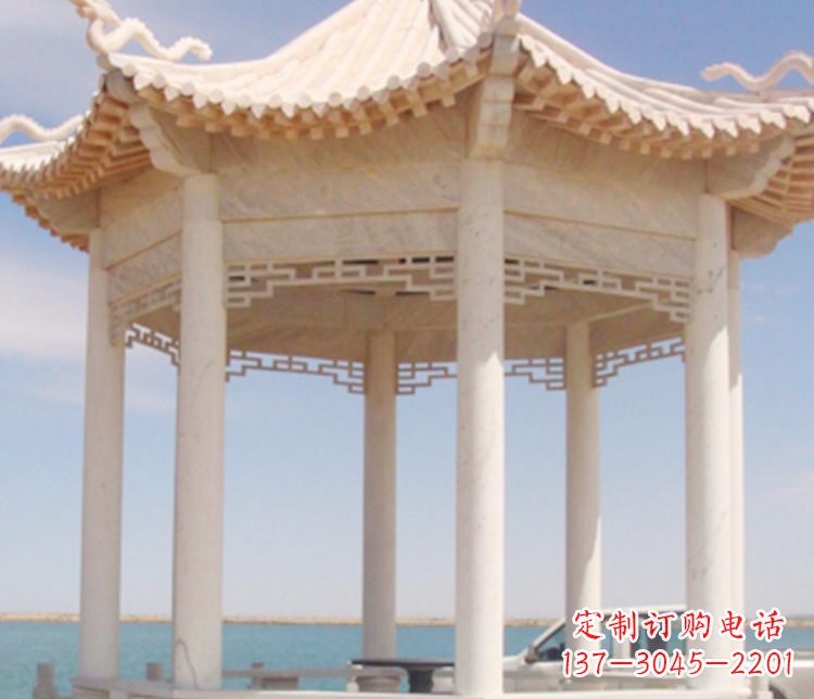 南阳晚霞红单层凉亭石雕