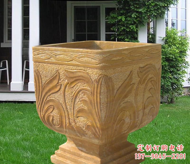 南阳晚霞红雕刻景观花盆雕塑