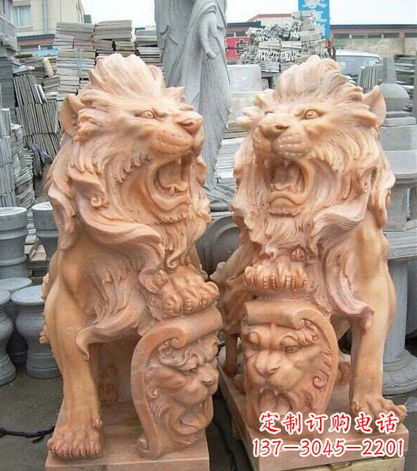 南阳晚霞红盾牌欧式狮子