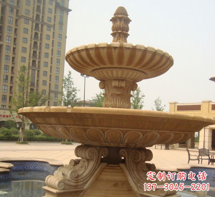 南阳晚霞红多层大型石雕喷泉 (5)